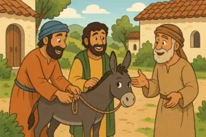 Disciples bring donkey for Jesus