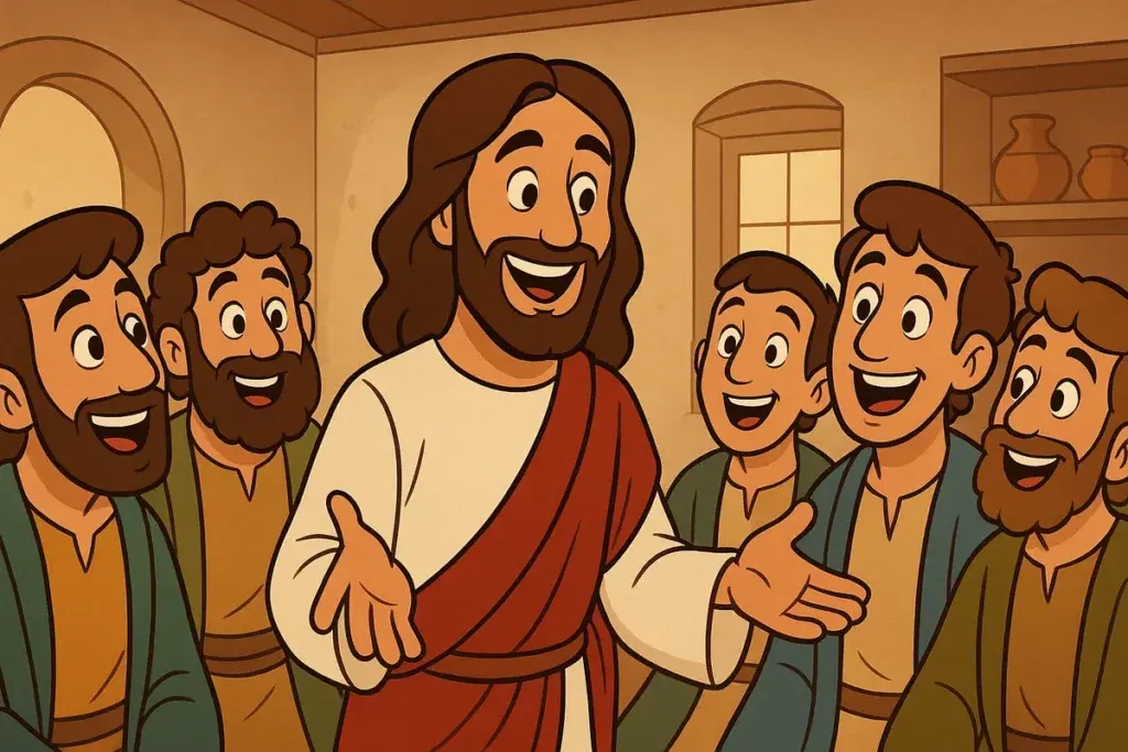 Jesus visits His friends after rising