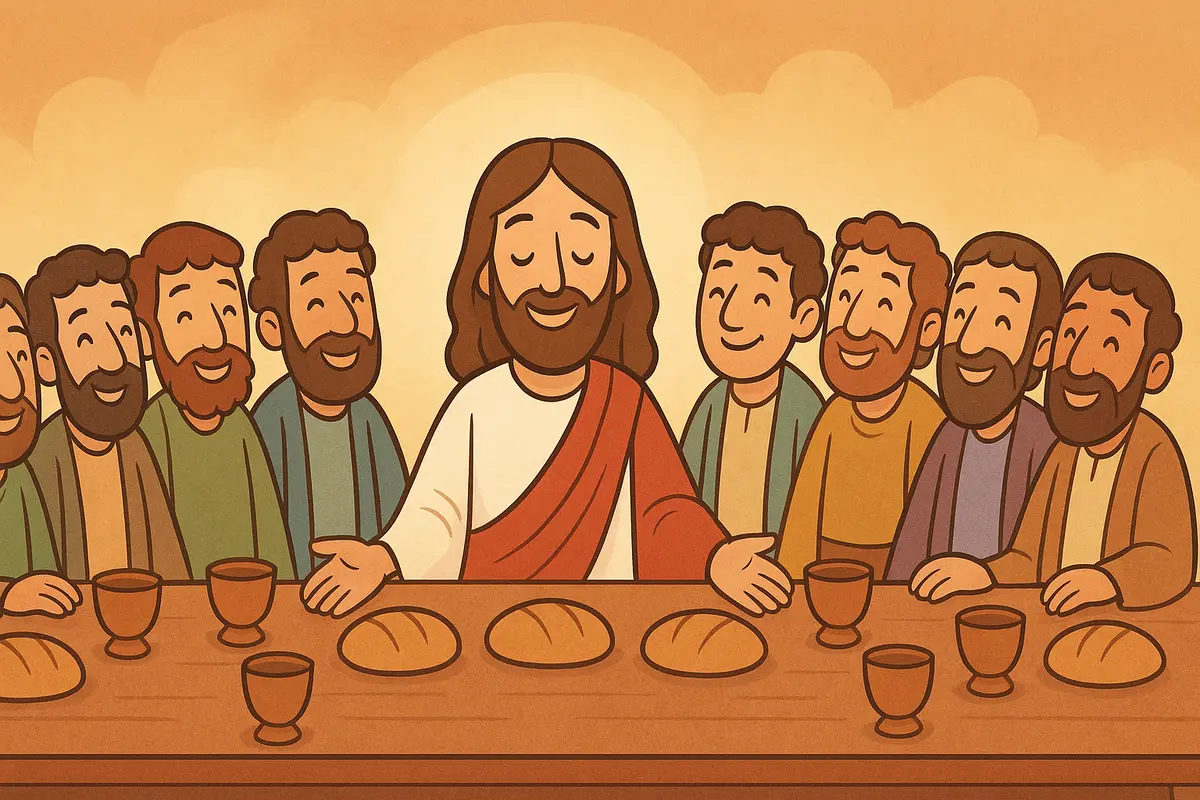Jesus and His disciples at the Last Supper table
