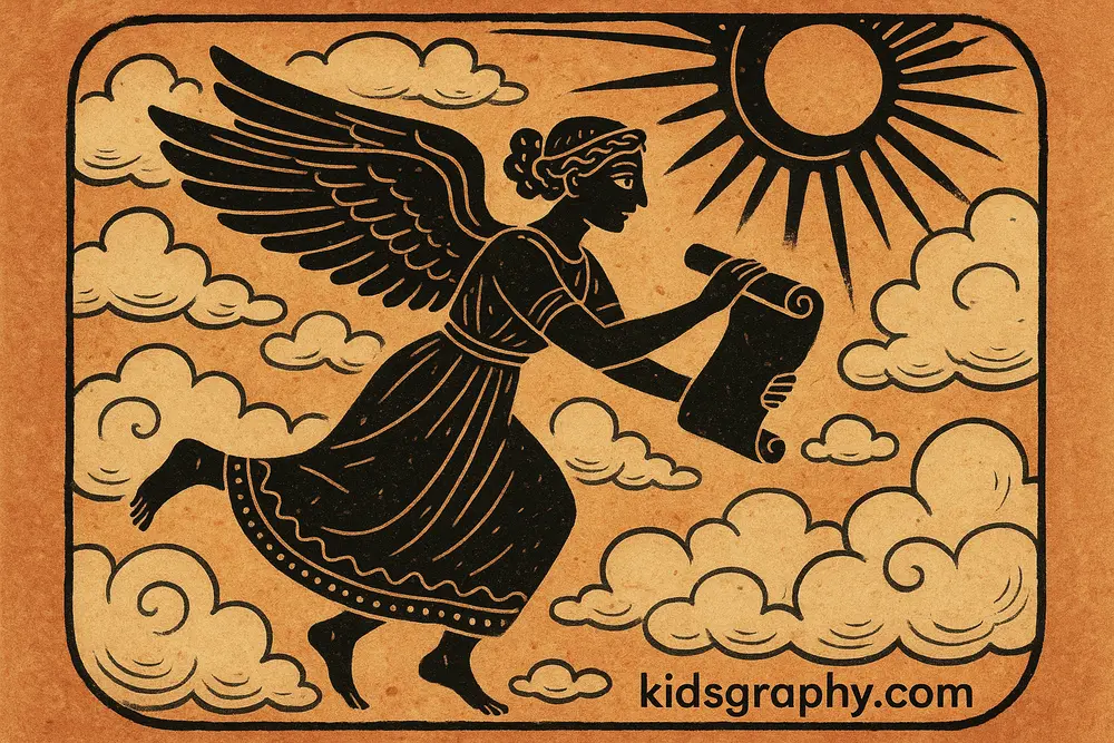 Ancient pottery often portrayed Iris as a graceful winged messenger.