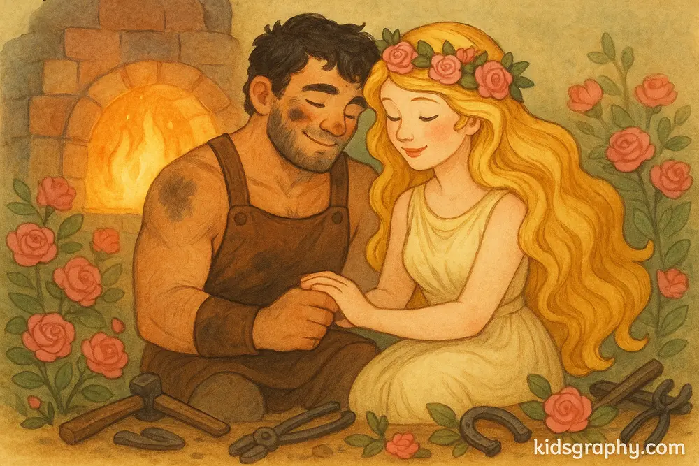 Hephaestus and Aphrodite together in Greek mythology