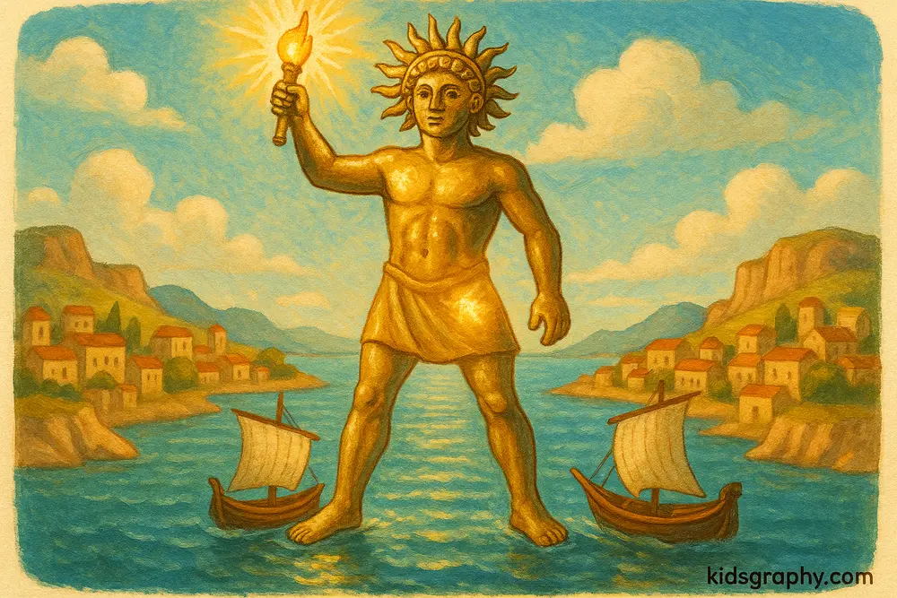Colossus of Rhodes statue representing Helios.
