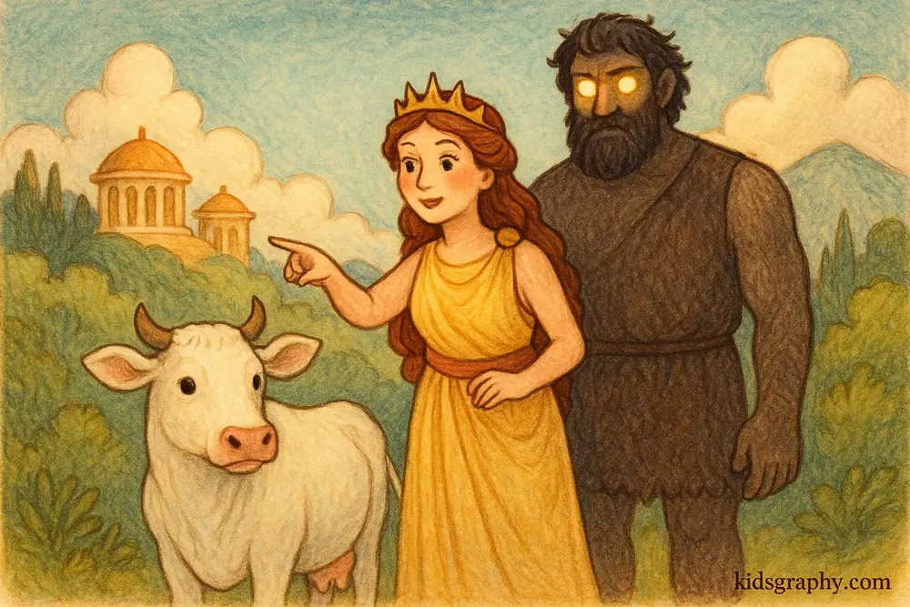 Hera commands Argus to guard the transformed Io.