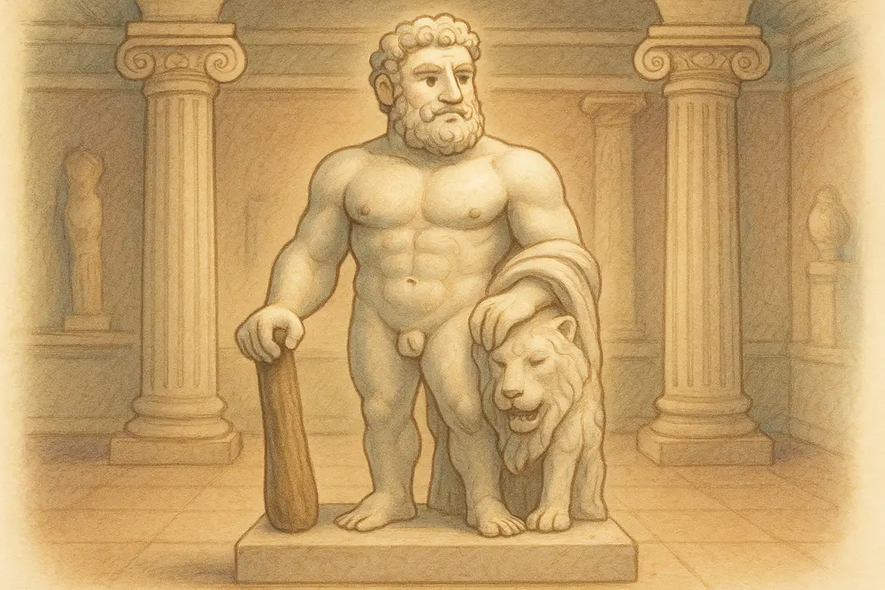 Statue of Heracles in a modern museum.