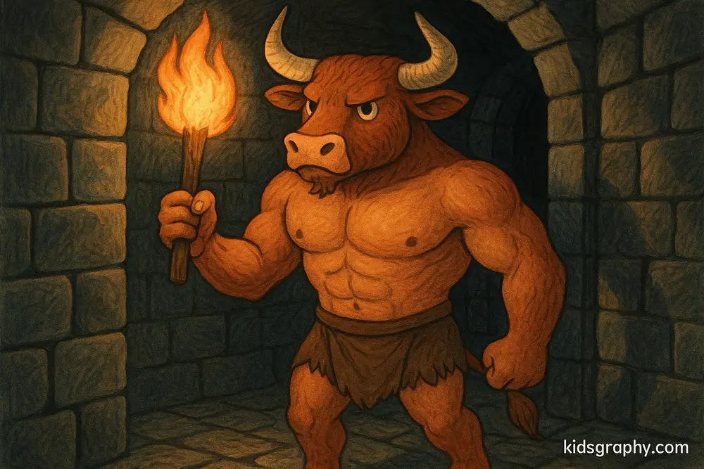 The Minotaur waits inside the dark labyrinth
